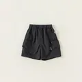 Zwarte cargo short voor jongens met elastische taille en zijzakken met letterlabel - 80 / Zwart
