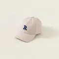 Gorra de béisbol de algodón beige con la letra R bordada en azul marino para niño - Talla única / Blanco crema (Preventa)