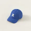 Classic Klein blue cotton baseball cap for kids with white 3D embroidered R letter - One Size / Sapphire Blue