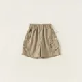 Khaki cargo short voor jongens met elastische tailleband en zijzakken met klep - 80 / Khaki