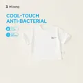 Kids cooling antimicrobial white short sleeve T-shirt with minimalist insbobo logo print - 80 / Tops / White