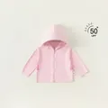 Giacca protettiva solare rosa per bambini con cappuccio, UPF 50+ e inserti mesh - Rosa / 80