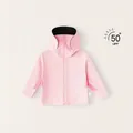 Giacca protettiva solare rosa chiaro per bambini con cappuccio e tessuto UPF 50+ - Rosa (Tesa Nera)