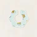Waterproof petal shaped baby bib with light blue tiger print and cotton fabric texture - Waterproof Flower Shape / Green Tiger Pattern (PS26022)