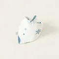 Bavoir en coton pour bébé avec étoiles bleues et fermeture à bouton pression - Bandana en Coton / Étoiles Bleues Blanches (PS26003)