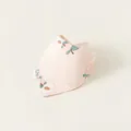 Bavoir en coton rose pour bébé avec motifs de pêches et pois, forme de pétale - Bandana en Coton / Pêche Rose Pâle (PS26003)