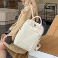 Chic cream business backpack with twill texture and bunny logo for women - Off White