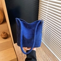 Deep blue corduroy shoulder bag with silver chain detail for casual winter fashion - Blue