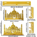 Golden acrylic Ramadan Mubarak table decor set with mosque moon and star motifs - Deluxe Castle Letter Style / Gold
