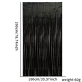 Shiny black tinsel foil curtain for party decor, size 100x200cm and 60g weight - 1x2 Meters / Holographic Black Fringe Curtain