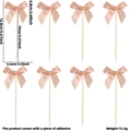 8-piece set of pink polyester ribbon bow cake toppers for birthday party dessert decor - Pearl Pink Satin Style