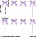 Set of 8 purple satin bow cake toppers for Mother's Day party decor 6.6x16.8cm - Taro Purple Satin Style
