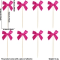 8-piece pink satin bow cake toppers for Mother's Day party decorations and desserts - Fuchsia Satin Style