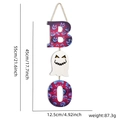 Halloween Holzschild zum Aufhängen mit lila Geistermustern und rustikalem Hanfseil-Dekor - BOO Geist Stil