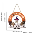 Halloween wooden round sign with wizard skull and Happy Halloween text for door decor - Witch Hat Skeleton Style