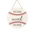 Plaque ronde en bois Home Sweet Home avec motif de baseball et corde de jute murale - Baseball Home Sweet Home (Style I) / Rond