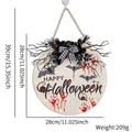 LED Halloween Türhänger mit Happy Halloween Text Bluthandschliff und schwarzer Schleife Deko - Fledermaus Blutiger Handabdruck Plakette (Mit Licht)
