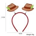 Serre-tête Oktoberfest avec mini chapeaux marrons, plume verte et hauteur 21cm - Style Chapeau de Cowboy Marron