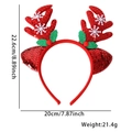 Sparkly red sequin Christmas reindeer antler headband with size and weight dimensions - Snowflake Red Antler Red Ears