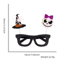 Detail of Halloween party glasses with spooky wizard hat and glittery skull decor - Witch Hat Devil Style