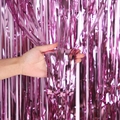 Vibrant purple 1x2m tinsel foil fringe curtain for birthday party backdrop decoration - Light Pink