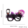 Halloween cartoon pumpkin party glasses with purple tinsel and spooky skeleton decor - Skull Witch Hat Bat Wool Style