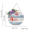 Round wooden Fourth of July hanging sign with blue stripes and festive top bow - Happy 4th Of July Style