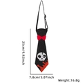 Halloween tie with white skull pattern and red bow, sized 25cm by 7.8cm for party prop - One Size / Black Bowtie Skull