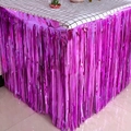 Metallic purple foil fringe table skirt for party birthday and event decoration - Rose Red