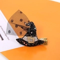 Clip de pelo de sombrero de bruja para Halloween con purpurina negra y tul - Pinza para el Cabello de Sombrero de Halloween