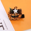 Halloween pumpkin hair clip with orange glitter finish and black mesh bow detail - Halloween Pumpkin Hair Clip