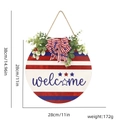 Insegna rotonda Welcome 4 luglio con strisce bandiera americana e verde per decorazione porta - Stile Stella Welcome