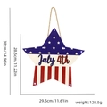 Star-shaped July 4th wooden door sign with patriotic stripes and size specifications - JULY 4th Star Style (With LED)