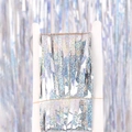 Holographic silver laser tinsel curtain for party decorations on U-shaped card - Silver Laser