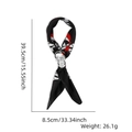 Écharpe pirate d'Halloween en soie avec boucle tête de mort argentée et imprimé noir - Taille Unique / Foulard Rouge Crâne Argenté