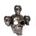 Portacandele LED Halloween a quattro teschi con finitura oro antico e luci a LED - Oro