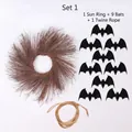 Detail von Halloween DIY-Set mit gewebtem Sonnenkranz, neun schwarzen Fledermäusen und Seil - Set 1 (Fledermaus-Stil)