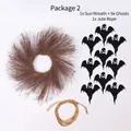 Detailansicht Halloween-Dekoset mit Sonnenkranz, 9 Geistern und einem Hanfseil - Set 2 (Geist-Stil)