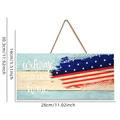 Independence Day wooden hanging sign with American flag design and dimensions 28x14cm - Welcome TO OUR home Sign H