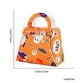 Orange Halloween pumpkin candy bag with ghost patterns, 12x13cm felt gift tote - Ghost Candy Spider Style