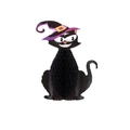Halloween Deko schwarze Katze aus Wabenpapier mit lila Hexenhut für die Party Dekoration - Große Katze Einseitige Wabe