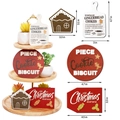 Christmas tiered tray decor set with gingerbread house and recipe board wood signs - Cookies Theme