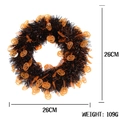 Ghirlanda di Halloween da 26cm con frange nere e zucche decorative arancioni - Zucca Arancione