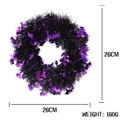 Ghirlanda di Halloween con pipistrelli viola e tinsel nero, decorazione da 26 cm - Stile Pipistrello Viola