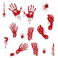 Halloween Bluthandschlaufen Aufkleber Set mit Fußabdrücken für gruselige Dekoration - Blutige Handabdrücke Stil-Set