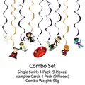 Détail du kit de suspensions spirales d'Halloween avec 9 cartes de personnages - Style Vampire (Spirale Simple Avec Vampire)
