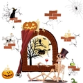 Set adesivi Halloween con scheletro e zucca per decorazione di finestre e feste a tema - Stile Combo Cartone Animato Halloween (HYG-203)