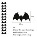 Set di 12 decorazioni di Halloween a pipistrello nero con corda da 5m e ago infilatore - Stile Pipistrello (Con Ago di Corda)