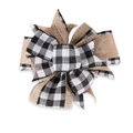 Rustieke jute strik met zwart-wit geruit patroon voor DIY vakantie decoraties - Zwart en Wit Geruit
