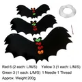 Halloween bat hanging set in red yellow and green felt with needle and thread - Bat Hanging Decoration Set / Black
